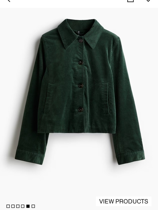 H&M Jackets & Blazers - H&M Dark Green Corduroy Button-Up Jacket